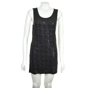 NWT Thirty Three Black Sequins Mini Dress Sleeveless Bodycon Size Large